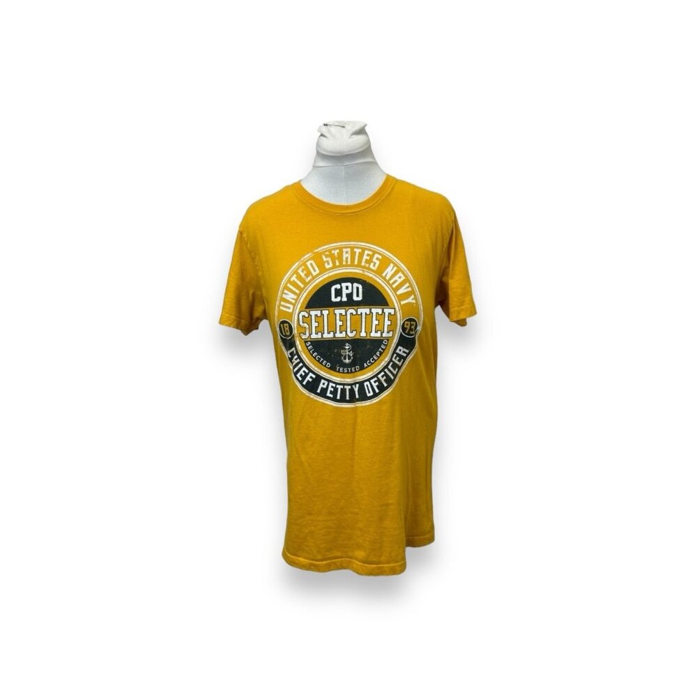 7.62Design Mens Short Sleeve US NAVY Pride CPO Selectee Graphic Tee Gold L